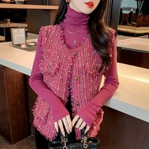 가을 겨울 컬러풀 버튼 세미 크롭 베스트