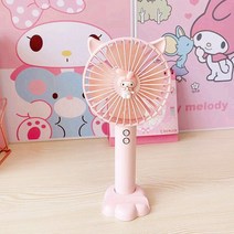 4엽 USB충전식 핸디팬 무드등 겸용 쿠로미 헬로키티 마이멜로디 시나모롤 폼폼푸린 페이스 캐릭터 무선 미니선풍기 휴대용 폰거치대 스탠드겸용 저소음 선물용 캠핑 등산용, 색상2번-마이멜로디, 핸드팬 무드등 겸용