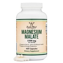 말산 마그네슘 캡슐(420개) - 1회 제공량당 1 500mg(Magnesium Bonded to Malic Acid) 타사 테스트 완전 채식 글루텐 프리 Double Wo