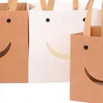 블루몬 포장 봉투 쇼핑백 접이식 사각 상자 스마일 선물 백 케이스 소 - 화이트