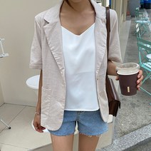 여성 기프트 여름 린넨 자켓 하객룩 오피스룩
