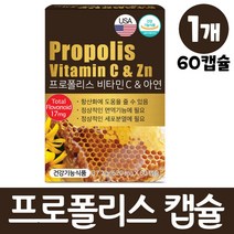 프로폴리스 영양제 비타민c 아연 propolis vitamin c zn 캡슐, 1개, 60캡슐