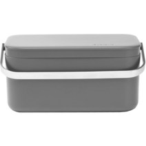 Brabantia 주방 남은 캔 열린 뚜껑 및 스테인리스 스틸 손잡이 음식물 쓰레기 캐디용 1.5L0.48갤런 제이드 그린 USA 미국, Gray