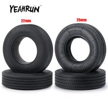 YEAHRUN전면 후면 고무 타이어 2225mm 휠 타이어 인서트 폼 포함 타미야 114 RC 트레일러 트랙터 트럭 업그레이드 부품용, [6] 4Pcs 25mm