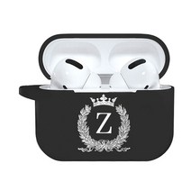 에어팟케이스 애플 에어팟 프로 케이스 블루투스 이어폰 커버 크라운 플로랄 화이트 이니셜 알파벳 문자 실리콘 케이스 에어팟 가방, Z