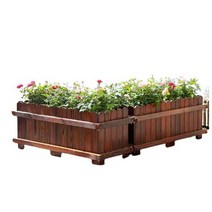 대형 직사각 나무 화분 플랜트박스 텃밭 만들기 휀스, 100x50x50 2개+50x50x70 1개