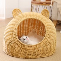 고양이집 라탄 고양이 하우스 침대 집 여름 바구니 고양이 우리, 등나무 고양이집