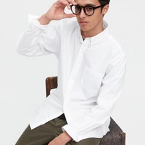 유니클로 남자 옥스포드 셔츠 엑스트라 화인 화이트 남방 455956
