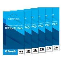 눈사람 열 패드 13.8W/mk 비전도성 CPU GPU 그래픽 카드 수냉 마더 보드 M.2 SSD RAM 실리콘 매트 멀티 사이즈, [01] 85-45mm - 13.8W mk, [05] 2.5 mm