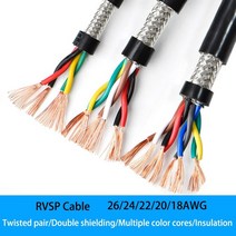 2 미터 RVSP 트위스트 페어 차폐 케이블 26/24/22/20/18AWG 2/4/6/8 코어 RS485 신호 제어 와이어 주석 도금 구리 오디오, [04] 20AWG 0.5mm2 Black, [03] 6 Cores 2Meters
