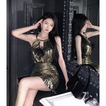 로즈골드 브이넥 조거 슬림 홀터넥 힙 원피스