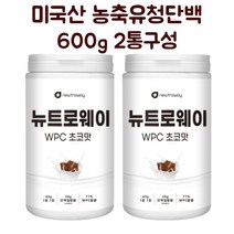 뉴트로웨이 WPC 600g 2통 맛있는 초코맛 농축유청단백 단백질보충제 단백질쉐이크 필수 아미노산 함유, 2개