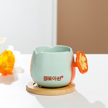 크리에이티브 당색 큐티 플라워 머그컵 가정용 플라워다녀숙소 비주얼 물컵 오피스 커피잔, 청색 꽃배, 280280마라