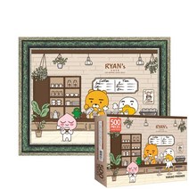 퍼즐피플 카카오프렌즈 라이언스 카페 500피스 직소퍼즐, 카카오프렌즈 라이언스 카페 500P 액자포함(엔틱그린), 500p, 퍼즐유액 포함