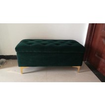 등받이 없는 쇼파 수납형 벨벳 벤치 의자, 진한 녹색 120X45X45 수납