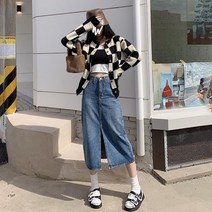 앞트임 빈티지 베이직 데님 스커트DS123 (XS~2XL)