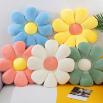 데이지 꽃 쿠션 인테리어 소품 귀여운 플라워 쇼파 베개 소파 방석 집들이 선물, 블루