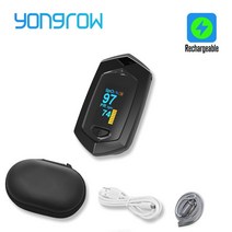 가정용 산소모니터 Yongrow 의료용 충전식 디지털 손가락 끝 맥박 산소 농도계 혈액 포화도 측정기 SPO2 PR 모니터, 없음, 3.black-charging