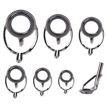 7pcs 혼합 크기 낚시 낚시 상단 반지로드 수리 키트 라인 안내 눈 세트, 검은색