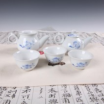 백자 청 매화 3인 다기세트