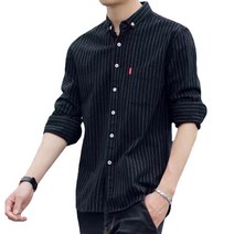 ANKRIC 가을 긴소매 캐주얼 회색 청소년 셔츠 남성 긴소매 한국 패션 잘 생긴 스트라이프 바닥 셔츠 코트 셔츠