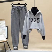 여성 하이넥 후드티 기모 바지 상하세트 맨투맨 조거팬츠 투피스 가을 겨울
