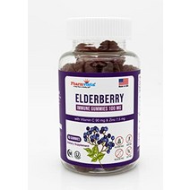 pharmvista 엘더베리 구미 100mg 비타민 C 및 아연 포함 - 면역 지원 안토이시아닌 7 함유 글루텐 프리 구미 - 60개