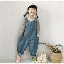 뿜이네 키즈남여공용 멜빵바지 청멜빵 티멜빵바지세트