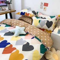 판타지 침대 4 피스 세트 100 면 여름 공주 스타일 침대 시트 사랑 이불 커버 침대 모자