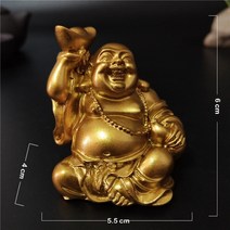 부처상 불상 불교용품 미니 불교굿즈 금색 웃고 있는 중국 풍수 행운의 돈 Maitreya 가정 정원 장식 동상, 6.Gold6