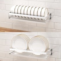 밀스턴 무타공 스테인리스 부착식식기건조대 40cm 2p, 실버