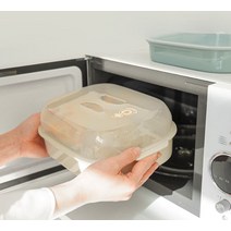전자렌지 용 찜기 사각형 채반 보관 용기 다이소, 크림, 1개