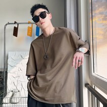 반팔티 가우크 중량 아메카지스타일 트렌드 갈색 티셔츠 대미지 디자인감각 보이핏 볼륨 상의 건달카리스마 4885121879
