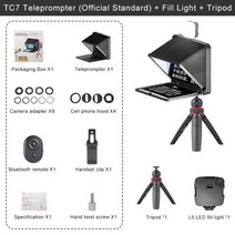 프롬프터 유튜브 대본 방송 프리뷰 프롬포터 스마트폰 태블릿 DSLR 카메라 비디오 녹화용 텔레프롬프터 원격 제어 어댑터 휴대폰 후드 포함, Type 4_Black