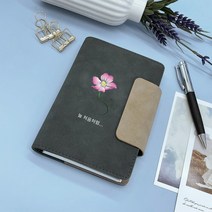[커스텀 인쇄] 이니셜스 나만의 플라워 작품 다이어리 / 6공 육공 스웨이드 시스템 플래너, SUEDE 와이드_딥그린