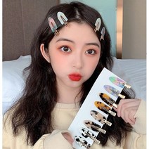 미니 머리핀세트(4개입) 프랑스 마블 자개 집게핀 앞머리 고정 헤어클립