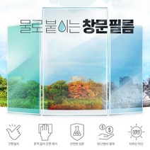물로 붙히는 창문필름 암막시트지 썬팅지 아파트 상가 여름 필수템, 반투명 창문필름 에메랄드그린 5M