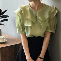 흰색블라우스코디 스커트 상의 첫사랑 계 러블리 페플럼 십삼행 여성의류 플랫카라 실크블라우스 여름옷 4789816833