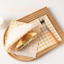 샌드위치 포장지 왁스 페이퍼 토스트 와플 햄버거 과자 쿠키 빵 간식 도시락케이크 김밥 떡 식품 종이 유산지 50pcs 베이킹 등급 베이킹 오일 포장 주방 도구, 주황색