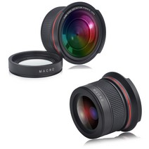 캠코더렌즈 카메라렌즈 0.35x Fisheye 와이드 앵글 렌즈 (매크로 포함) 58MM 캐논 반란군 용 T3i SL3 80D M, 한개옵션0