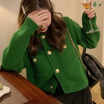레트로 니트 카디건 스웨터 재킷 여성 봄 재킷 트위드 가디건 미니가디건