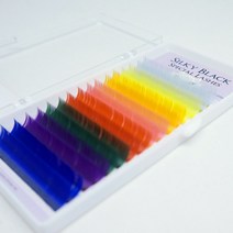 실키블랙 속눈썹 스패셜 컬러 래쉬 다크브라운 갈색 칼라 속눈썹연장재료 JC컬 C컬, 컬러믹스(8가지 다양한색), C컬, 10mm, 1개