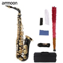 관악기 ammoon eb alto saxophone brass lacquered gold e flat sax 82z key type woodwind instrument set, 검은색