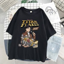 옴니뷰 Anime T-shirt men Graphic Cartoon Titan Attack Shingeki No Kyojin 티셔츠 하라주쿠 오버사이즈, 06 S9202-Black_07 XXXL