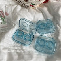 콜드 스타일 하이 엔드 콘택트 렌즈 박스 스크류 커버 없음 간단하고 휴대 가능한 컬러 보관함 레트로, 투명한 호수색