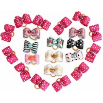 강아지화관 강아지머리띠 머리핀 10pcs 20 개몫 개 머리 활 고무 밴드 혼합 색상, 33.5cm, 10pcs-lot