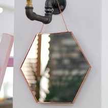 북유럽 코퍼거울 로즈골드거울 육각 거울 (로즈골드/블랙) odda, L사이즈_로즈골드