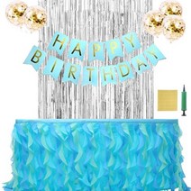 오픈런 생일파티 테이블스커트 풍선 가랜드 올인원 세트, S, 웨이브스카이