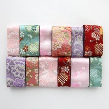 C356 자수꽃 한복리본 길이90cm, 금사 민트(mint), 3.8cm