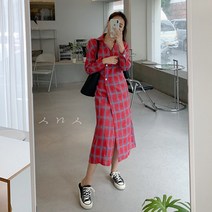 떳다그녀 체크레이디 롱 원피스